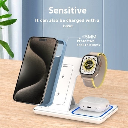 "15W 3 In 1 LED Wireless Charger Stand – Charging Station for iPhone, iWatch, and AirPods"