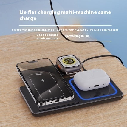"15W 3 In 1 LED Wireless Charger Stand – Charging Station for iPhone, iWatch, and AirPods"