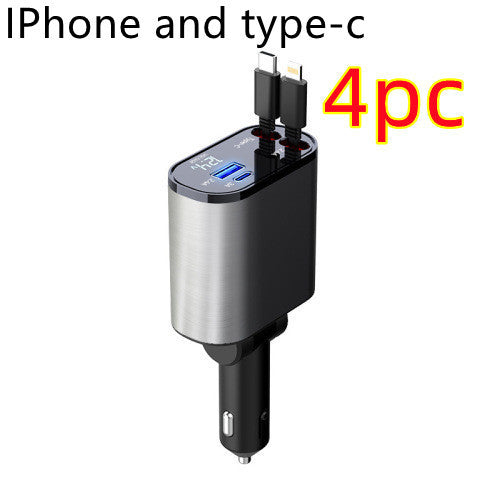 100W Metal Car Charger – Ultra Fast Charging with USB & TYPE-C Adapter