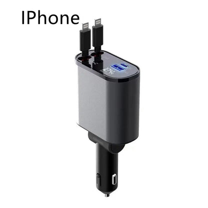 100W Metal Car Charger – Ultra Fast Charging with USB & TYPE-C Adapter