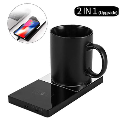 2 In 1 Heating Mug & Wireless Charger – Perfect for Home & Office