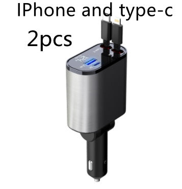 100W Metal Car Charger – Ultra Fast Charging with USB & TYPE-C Adapter