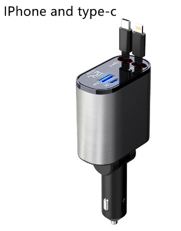 100W Metal Car Charger – Ultra Fast Charging with USB & TYPE-C Adapter