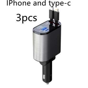 100W Metal Car Charger – Ultra Fast Charging with USB & TYPE-C Adapter