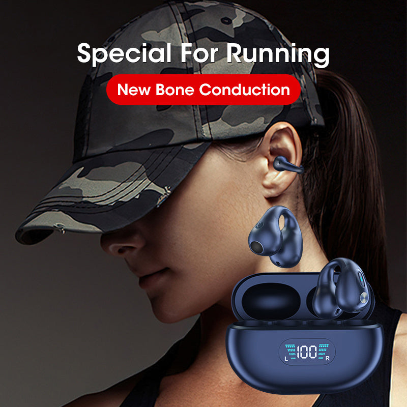 Bone Conduction TWS Earbuds – Bluetooth 5.3, Touch Control, In-Ear Bass HIFI Sports Headset